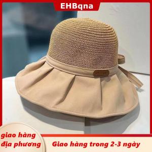 [COD] EHBqna 3PF Ship within 24 hours Phụ Nữ Xô Hat Mùa Hè UV Bảo Vệ Lớn Rộng vành Bãi Biển Mặt Trời Mũ Du Lịch Ngoài Trời Cung Panama Mũ Đuôi Ngựa Mũ