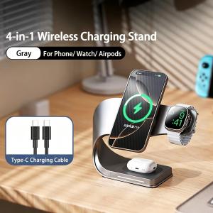 4 In 1 Magnetic Wireless Charger Stand For iP12-17 Pro Max Apple iWatch 3-6 Airpods Pro 15W Fast Charging Dock Station