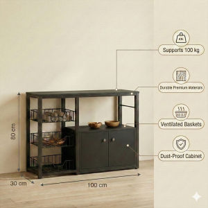 Global Kitchen Cabinet Organizer Multifunctional Storage Rack With Vegetable Baskets Microwave Oven Shelf