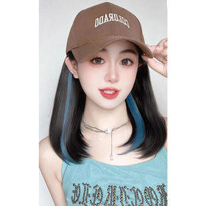 guibai Hat and wig integrated artificial hair broken bone hair highlighted wig set