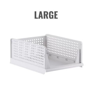SAVE Foldable Plastic Storage Rack Stackable Clothes Wardrobe Organizer Shelf Drawer Basket Closet Laci Baju Pakaian ST28