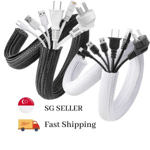 Cable Management Sleeves Split Cord Protector Wire Protector Loom Tubing for USB Cable wire organiser Black 2M 5M