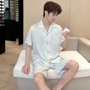 Summer Couple Pajamas New Chinese High-Grade Home Wear Thin Short-Sleeved Shorts Jacquard Exquisite Womens Pajamas ㏇L0514