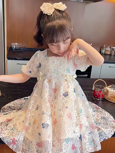 27KIDS Váy Cho Bé Gái Váy Trẻ Em Mùa Hè Cho Bé Gái Đầm Công Chúa Tuổi Tay Ngắn Váy Quà Tặng Sinh Nhật Cho Bé Gái