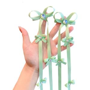 Braided Bowknot Hair String With Ribbon And Tassels For Girls Soft Polyester Baby Headwear Clothing Accessory