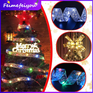 ต้นคริสต์มาส LED ริบบิ้นไฟนางฟ้าตกแต่งห้องนอนห้องนั่งเล่นกระพริบแสงสวนเครื่องประดับต้นคริสต์มาสพวงมาลัย2024ปีใหม่