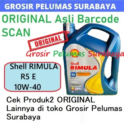 ORIGINAL Scan Oli mesin Diesel Heavy Duty SHELL Rimula R5 E 10W 40 Shell rimula R5E 10w40 10w/40 10w-40 ACEA E7 GALON 4L 4 Liter