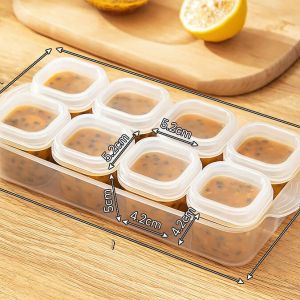 【On Sale】8Pcs Sauce Cup Plastic Salad Cup with Lid Seasoning Storage Box