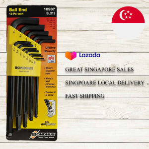 Sg Seller - Bondhus 13 pieces Ball head Hex Key set 10937 Black Colour 0.05"  1/16"  5/64"  3/32"  7/64"  1/8"  9/64"  5/32"  3/16"  7/32"  1/4"  5/16  3/8" Made in USA