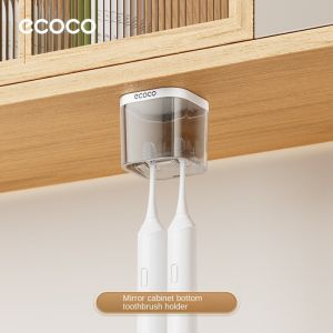 SyokSyok ECOCO Magnetic Toothbrush Holder Wall Mounted Upside Down Cup Bathroom Organizer No Drill Toothpaste Dispenser