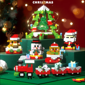 EDIHP ของเล่นบล็อกตัวต่อคริสต์มาส DIY เลโก้อนุภาคเล็ก บล็อกตัวต่อ ซานตาคลอส บล็อกของเล่น ของขวัญคริสต์มาส ประกอบบล็อกตัวต่อ