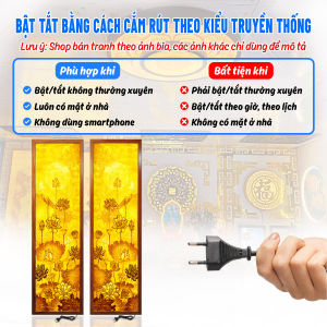 Đèn Hào Quang In Tranh Trúc Chỉ Hoa Sen Bộ Đôi Trang Trí Bàn Thờ Phòng Thờ Treo Tường TC-TD-22
