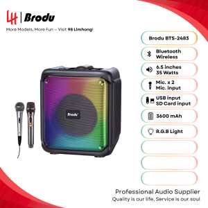 Speaker BTS-2483 Brodu 6.5 inch Bluetooth Speaker With Rechargeable Wireless Microphone