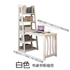 Solid wood desk bookshelf integrated combination home student writing desk bedroom window corner L-shaped bookshelf