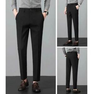 กางเกงสแล็ค ผ้าลีวาย ทรงกระบอกเล็ก  สีดำ  สีเบจ กางเกงทำงาน กางเกงนักศึกษา พร้อมส่งในไทย K649