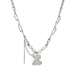 Ngọc trai ngọt ngào Bear-Vòng Cổ Tua cho phụ nữ mùa hè hip hop cổ áo dây chuyền chạm xương quai xanh ngọt ngào mát mẻ cay-Cô Gái Vòng cổ