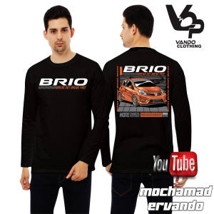 Vando Kaos Lengan Panjang Pria Otomotif Mobil Honda Brio Distro Cotton Combed 30s Kekinian