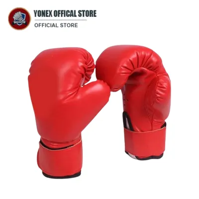 Professional High-Quality PU Leather Boxing Gloves for Training and Sparring - Unisex Red 10oz