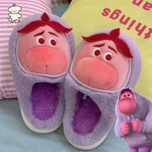 WY-XIXITIAO 2024 New Womens Cute Cartoon Womens Cotton Slippers Autumn and Winter Fun Warm Plush Slippers Cotton-Padded Shoes