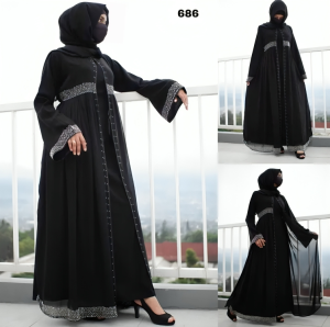 GAMIS ABAYA ARAB HITAM 475 DIAMOND