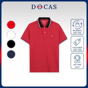 PO1161124 Áo Polo Nam DOCAS Vải Cotton CMC Cổ Phối 3 Màu Logo Thêu Phom Regular Fit