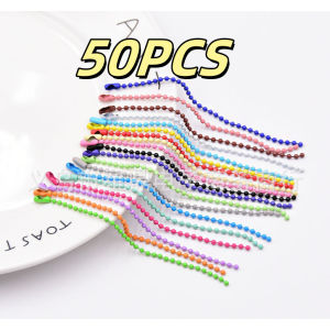 50pcs Ball Beads Chain Metal Hanging Chains Diy Random Colorful Ball Bead Keychain Necklace Bulk With Connectors