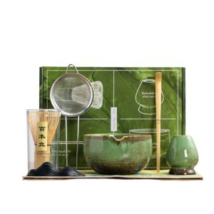 TANTUANG 7PCS Bamboo Ceramic Matcha Tea Set Reusable Traditional Stirring Brush  Japanese Matcha Whisk Tea-making Tools