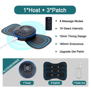 Hengfa Lina LCD Display EMS Neck Massage Electric Massager Cervical Neck Back Patch 8 Mode Pulse Muscle Stimulator Portable Relief Pain