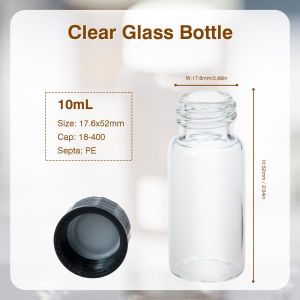10PCS Clear Glass Vials 20ml Leak-Proof Liquid Sample Glass Vials for Essential Oil Perfume Reagent