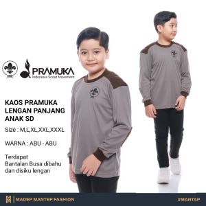 Kaos Pramuka SD Lengan Panjang Kaos Kegiatan Pramuka Anak SD Kaos Pramuka Coklat Abu Abu Ungu MMF