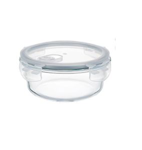 Lunch Box Glass  Round Container Glass Lock Microwaveable Oven Heated Glass Lunch Box - KeiMav