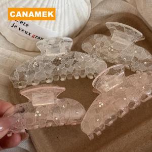 【CANAMEK】 New Korean Woman Senior Lace Pattern Hair Claw Barrettes Girl Fashion Hair Clips Hair Headwear Hair Accessories Hairpins
