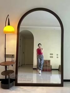R Mirror Arched Full Body Mirror American Floor Mirror European Fitting Mirror Living Room Vintage Mirror Clothing Store Dressing Mirror