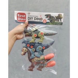 1 kantong isi 3 | Bongkar Pasang Assembly Fisrt Dinosaurus Funny For Child Play 1199 G10 | Mainan Edukasi Dan Kreatif Anak DIY Bongkar Pasang Dino 3pcs Ada Obeng nya Tanpa Baterai
