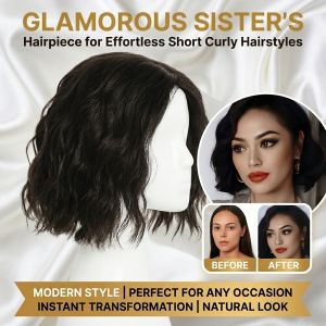 Short Curly French Wave Bob Wig Natural Elegant Style Synthetic Hair Women Stylish Hairpiece Daily Wear