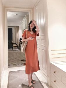 Dress Queen--Plus Size Short Sleevees Long Dress Shirt Dress Casual Dress(2XL-4XL)