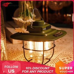 LED Camping Lamp with Adjustable Brightness Retro Design and Hook for Hiking and Outdoor Night Use