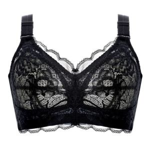 Latex Underwear New Style Wireless Push-up Bra for Women with Large Chest and Small Breasts Anti-Sagging Comfortable Thin Cup Full Coverage Lace Bra in Plus Size.