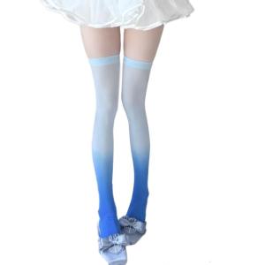 Gradient Color Over Knee Socks Opaque Thigh High Long Stockings Nonslip Top Comfortable Stretch Nylon Legwear for Women