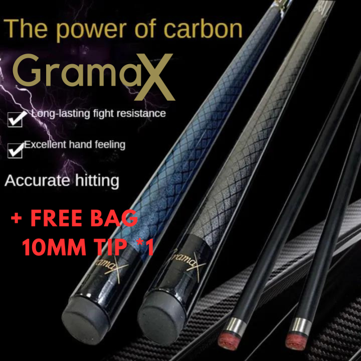 Grafex Gladiator Carbon Fibre Pool Cue - 9mm Tip Two-Piece Snooker Billiard Cue