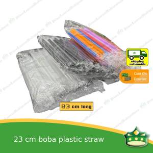 [100 pcs] plastic straw boba sago straw 12mm hole with sharp pointed tip with individual wrap for milktea shakes boba cold drinks juices milkshakes