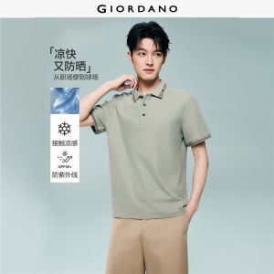 GIORDANO Men Polo Shirt Cool-Tech Knit Embroidered Short-Sleeve UV-Protection Regular-Fit Slight Stretch Polo Shirt 13016331