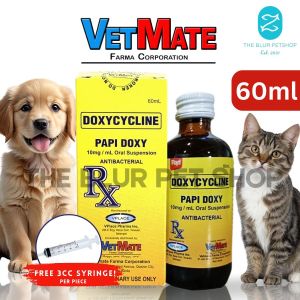 Free 3cc Syringe 60ml Vetmate Papi Doxy All Stages Adult Kitten Puppy Dog Cat Pet Oral Antibacterial