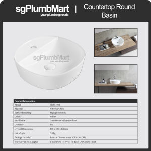 Rubine x sgPlumbMart SPIN 40M Countertop Ceramic Basin 400x400x120mm Toilet Bathroom Basin Table Top Basin