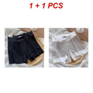 2ชิ้น กางเกงซับใน กางเกงกันโป๊ กางเกงความปลอดภัยผ้าไหมน้ำแข็งสองในหนึ่ง กางเกงป้องกันการสัมผัสสำหรับผู้หญิง บวกกางเกงสั้นภายในไม่มีรอยต่อขนาด