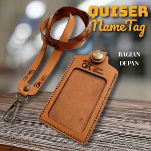 ID CARD FREE CUSTOM NAMA & LOGO KULIT ASLI GARUT QUISER NAMETAG