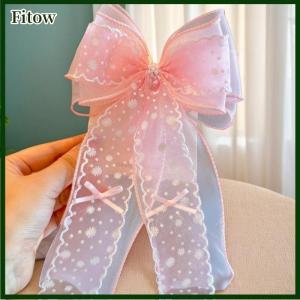 Fitow Daisy Mesh Lace Bow Hairpin For Girls Childrens Hairgrip Clip Barrette Headwear Hair Accessories