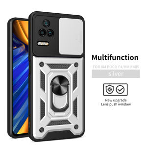 For Xiaomi POCO F4 5G Case Magnetic Ring Bracket Armor Back Cover For Poco Poko Pocco Little F4 F 4 Slide Camera Protect Shell