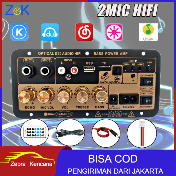 Digital Bluetooth Stereo Amplifier Papan Subwoofer Dual Mikrofon