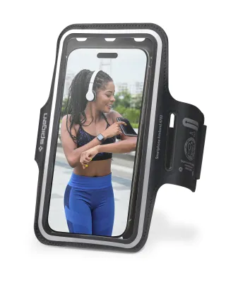 Spigen Dynamic Shield Running Phone Holder [A703] Phone Case Armband Compatible with iPhone 15 14 13 12 11 Pro Max Samsung S24 S23 Ultra and more / Armband